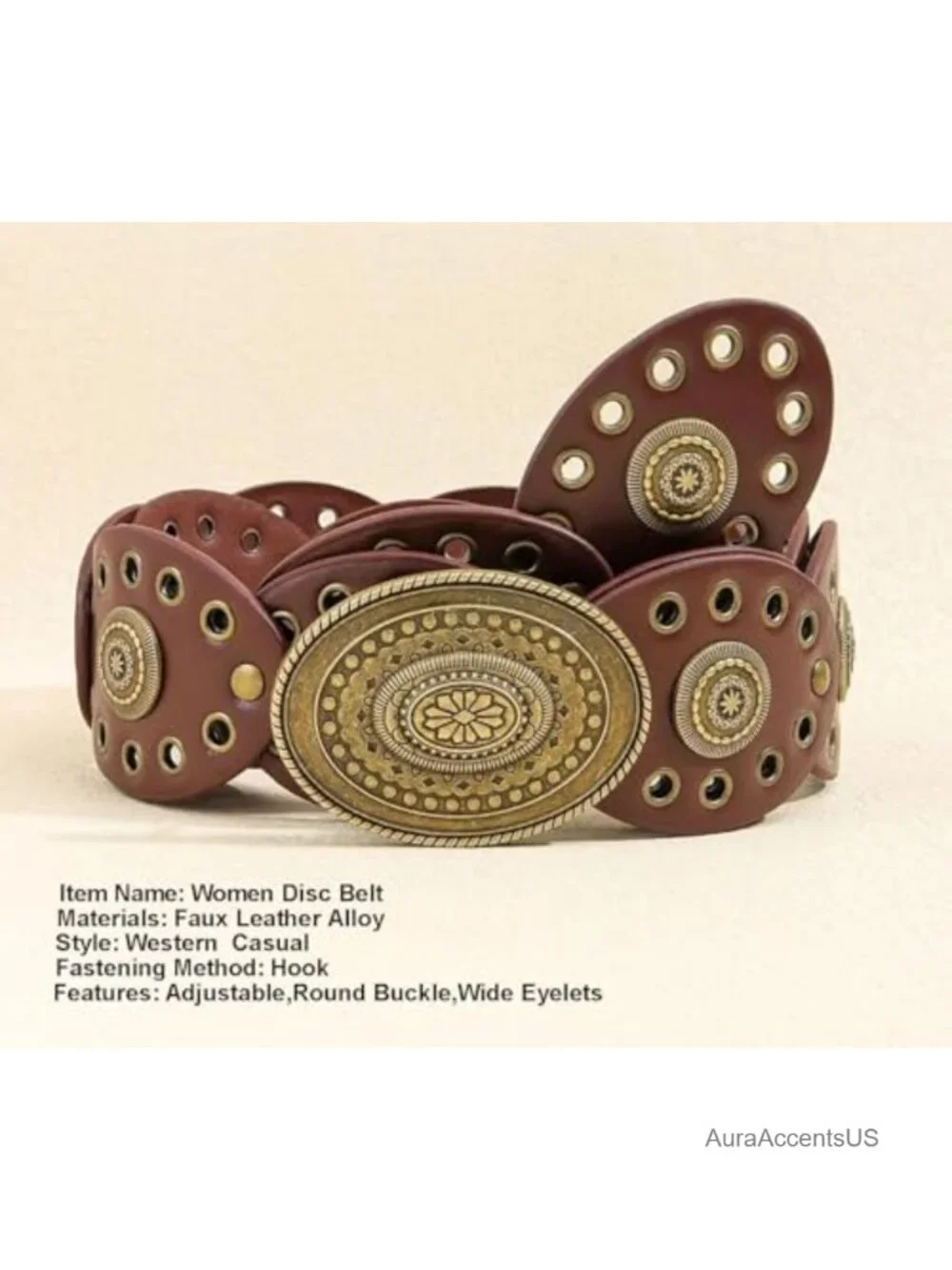 Wide Western Cowboy Disc Belt Concho Country Waist Belt for Dress